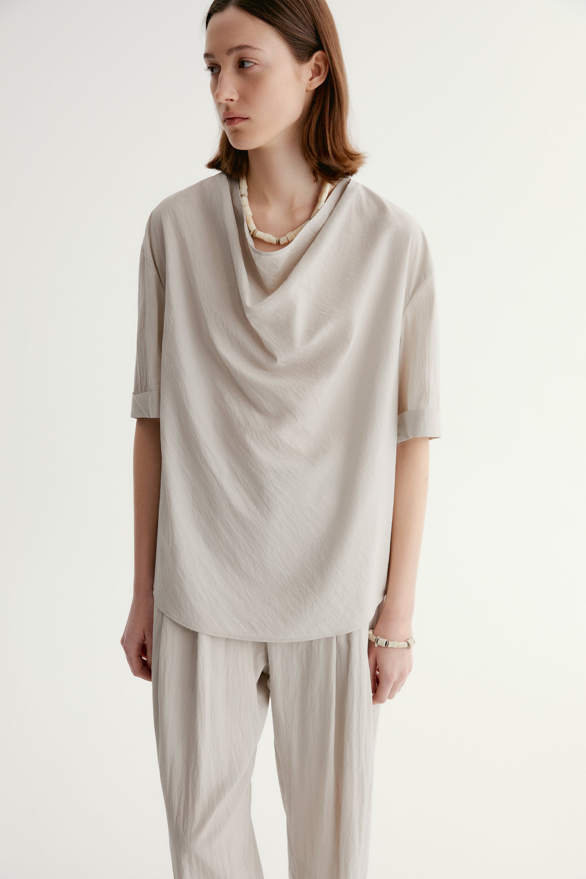 Draped Cowl-neck Top