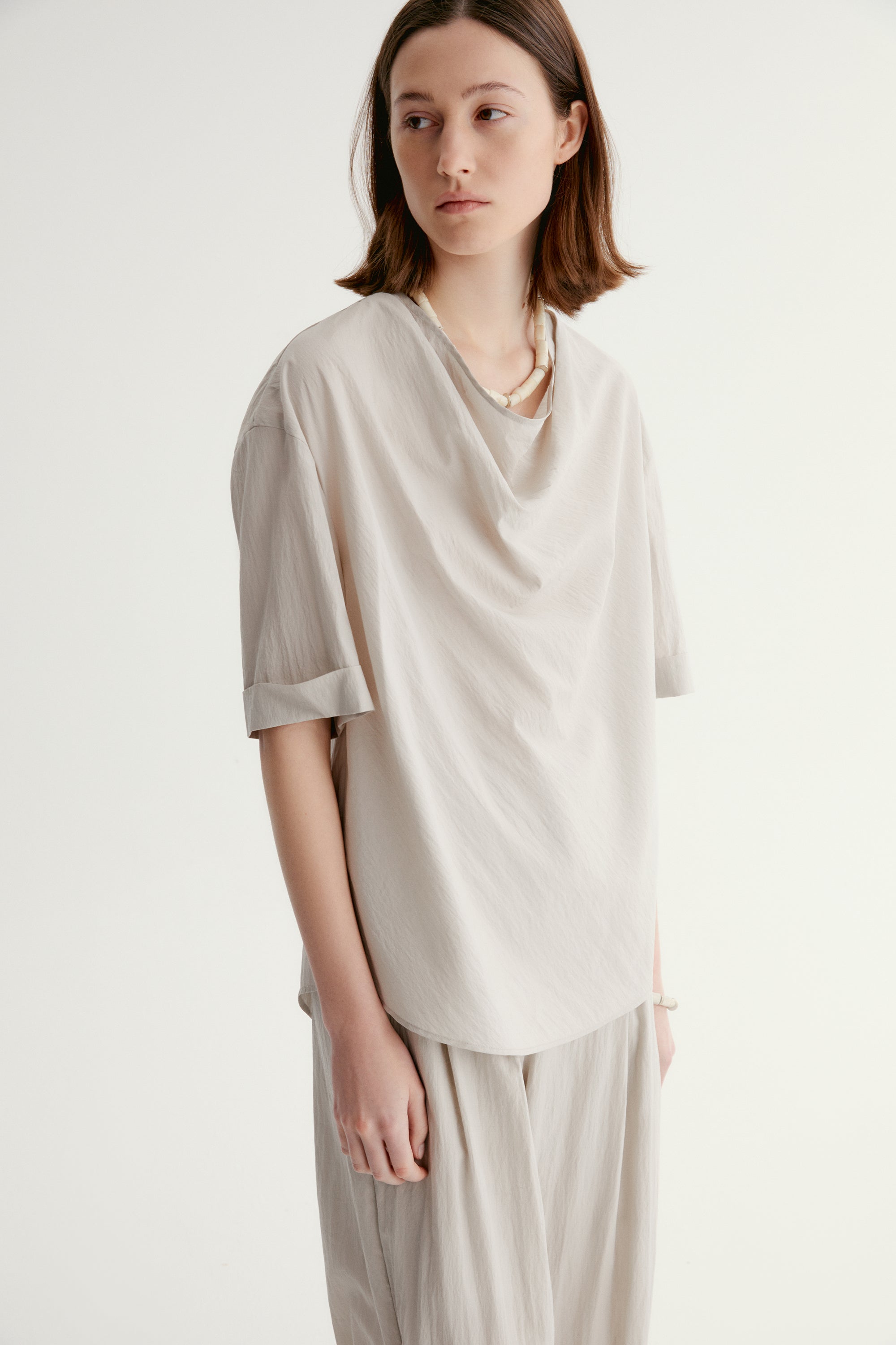 Draped Cowl-neck Top