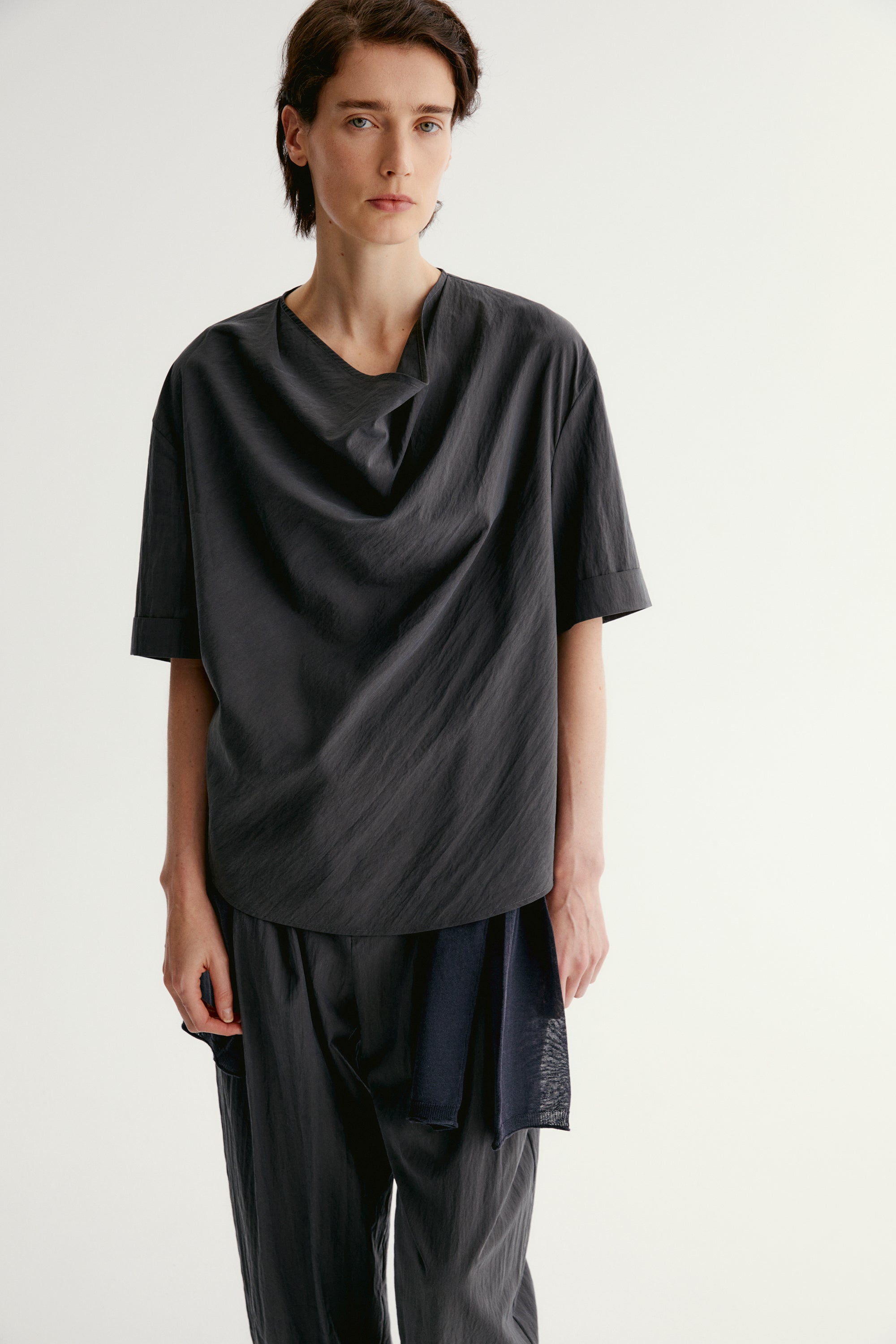 Draped Cowl-neck Top