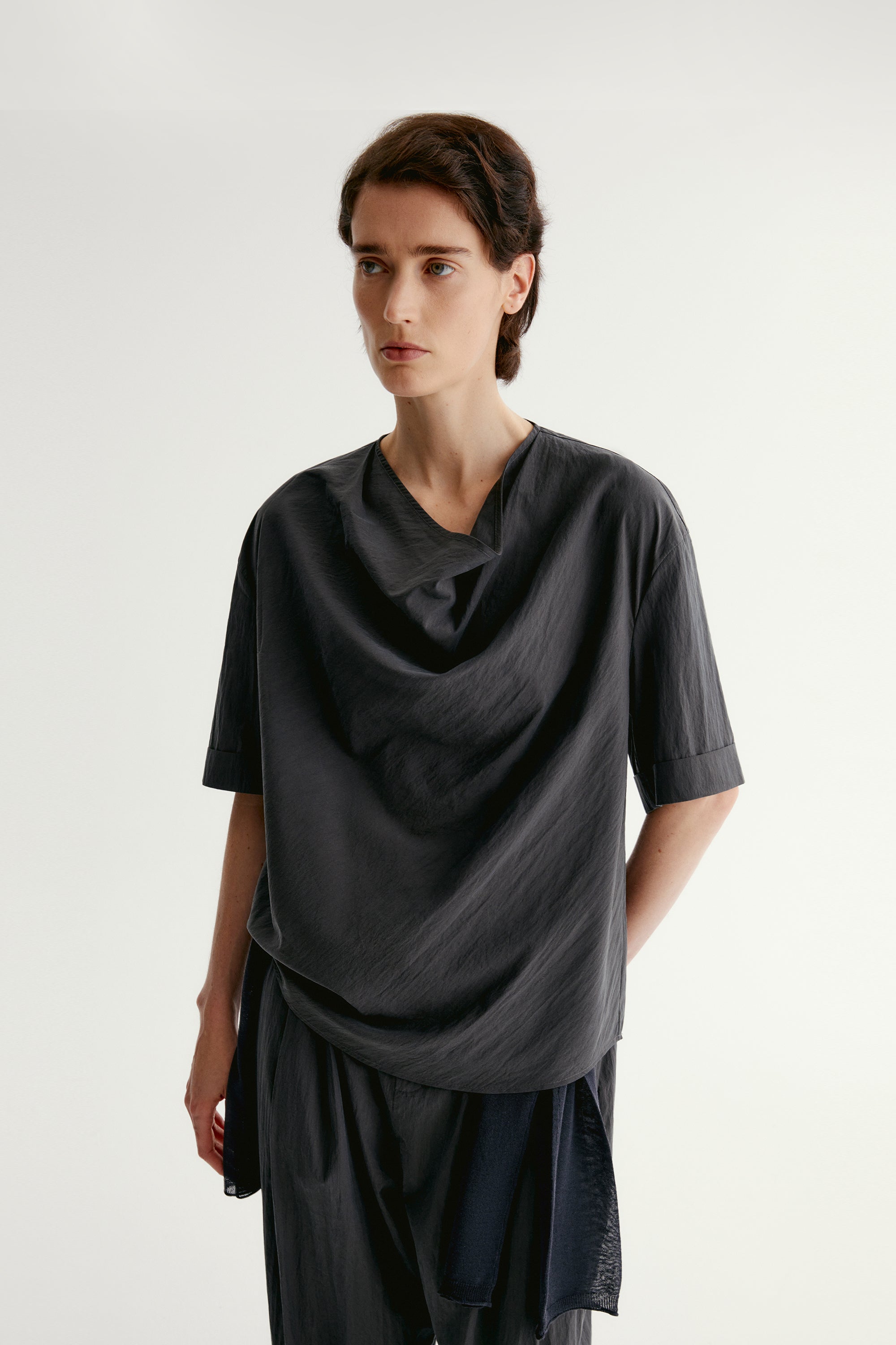 Draped Cowl-neck Top