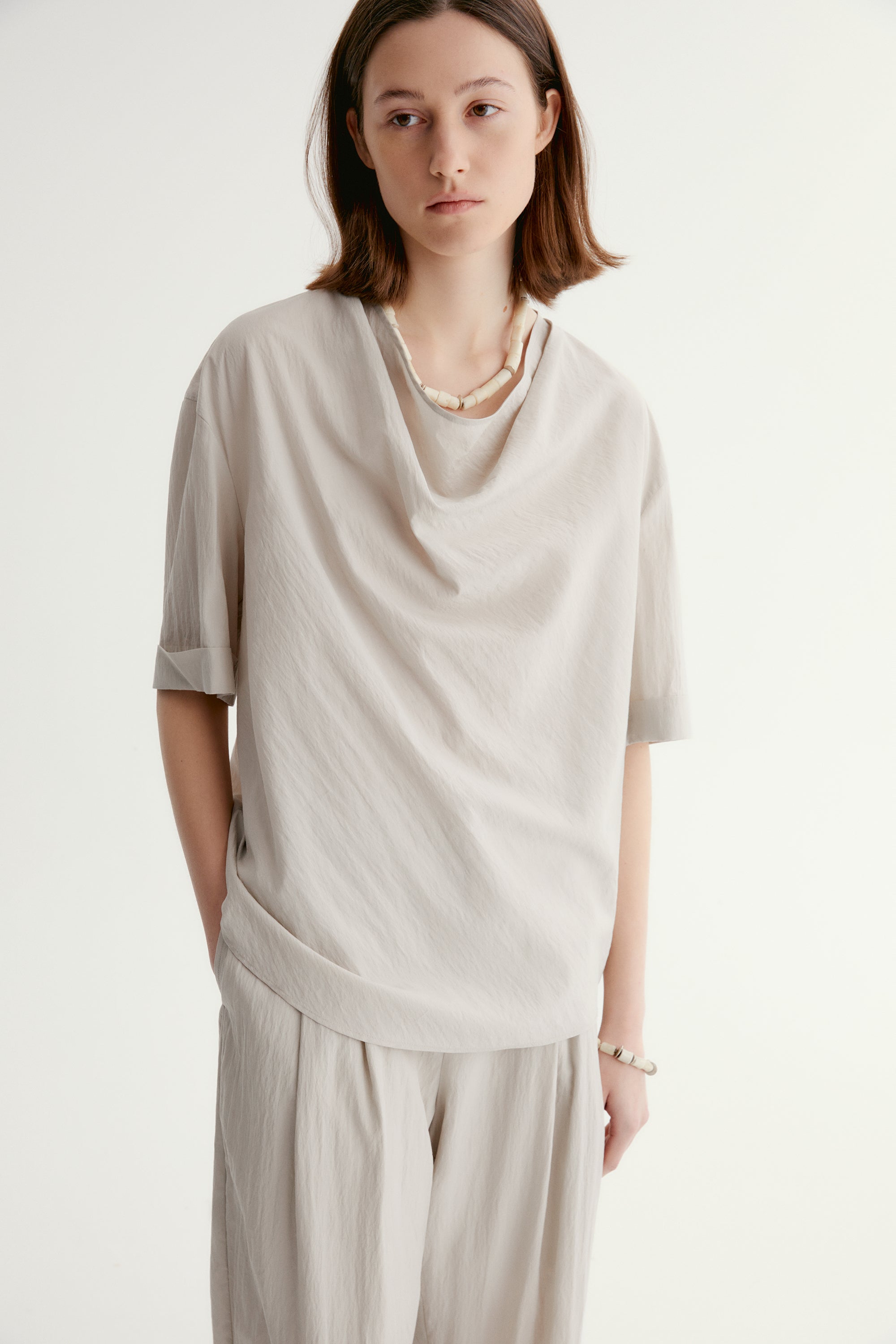 Draped Cowl-neck Top