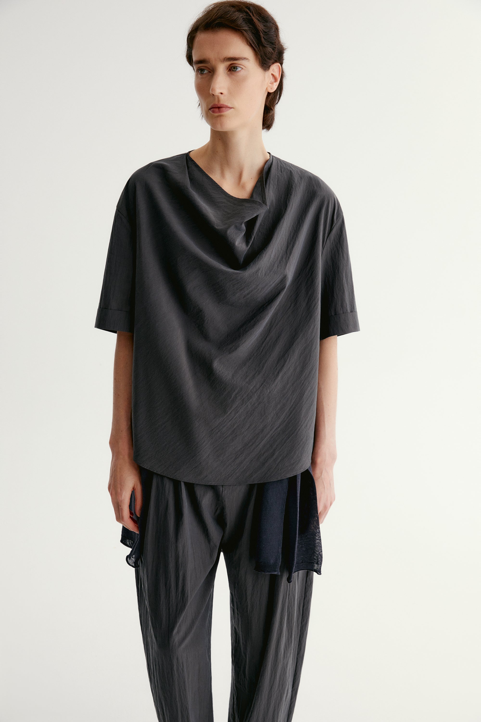 Draped Cowl-neck Top