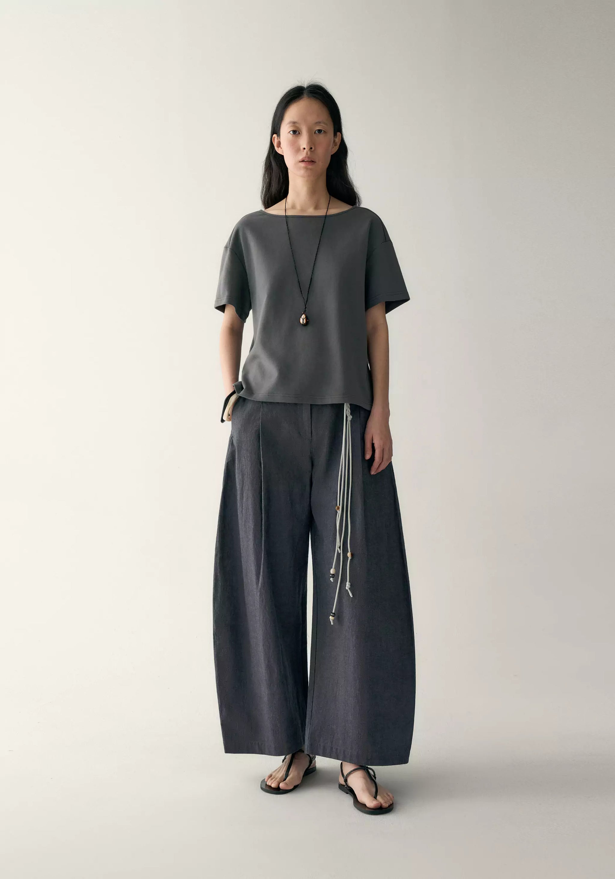 パンツ COMOLI COTTON LINEN BELTED PANTS 3 COMOLI COTTON LINEN BELTED PANTS 3