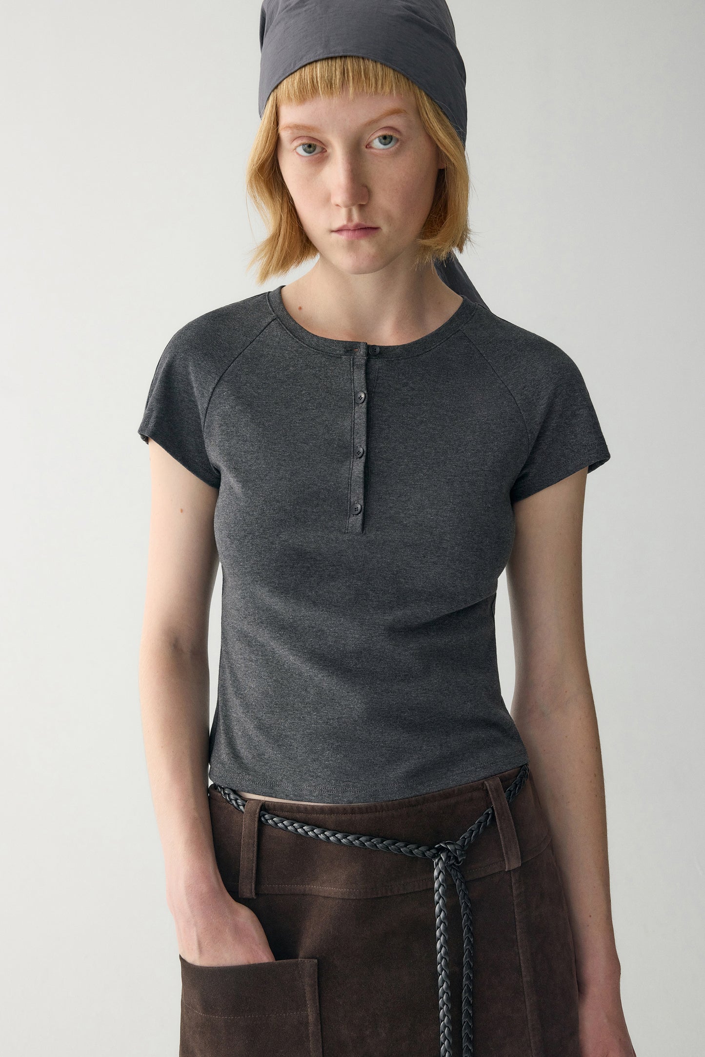 T-shirt côtelé Henley