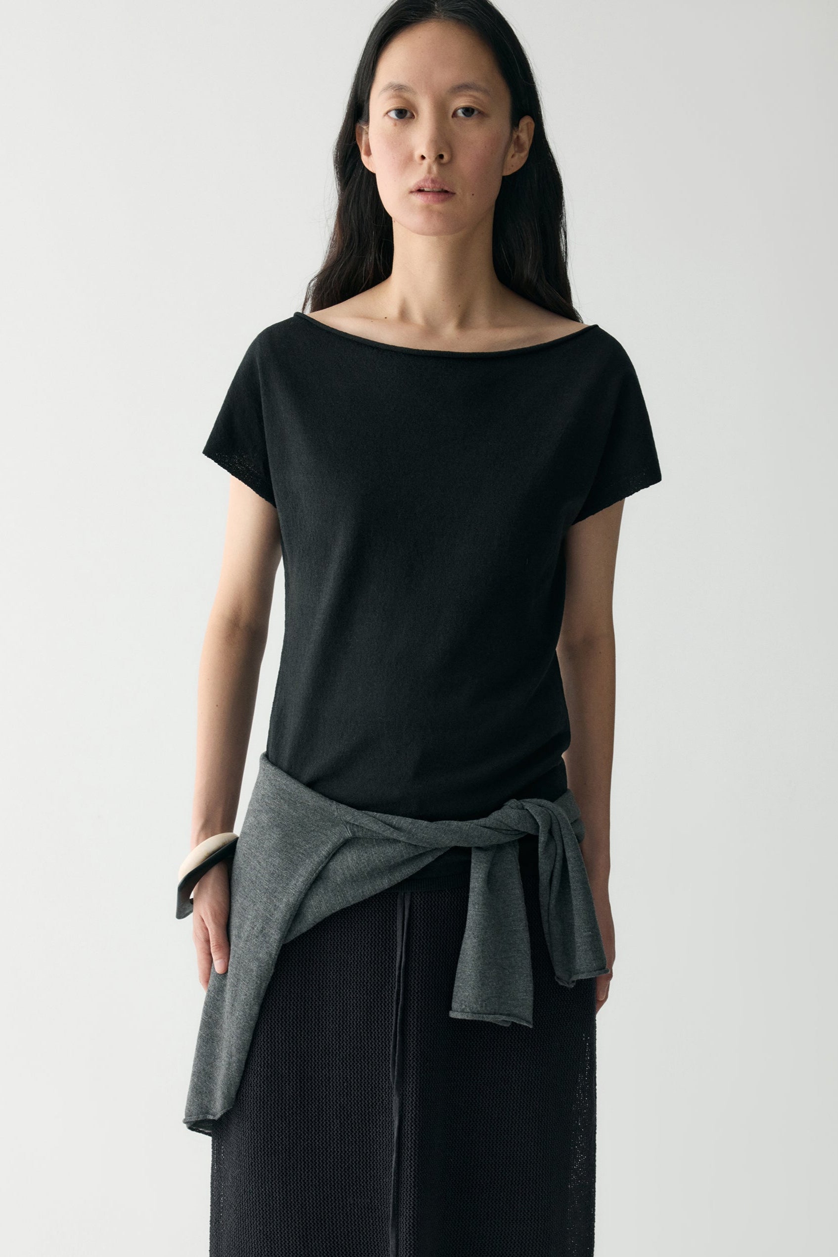 Linen Two-way Collar Pullover