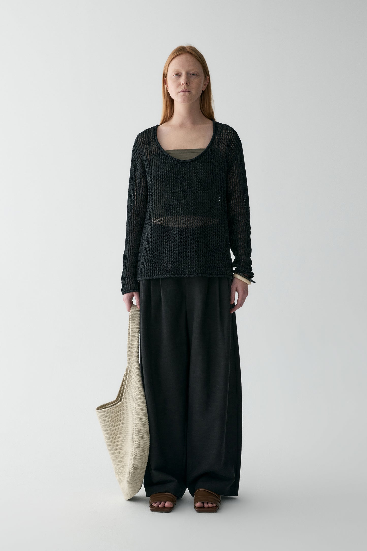 Pleated Straight-leg Pants