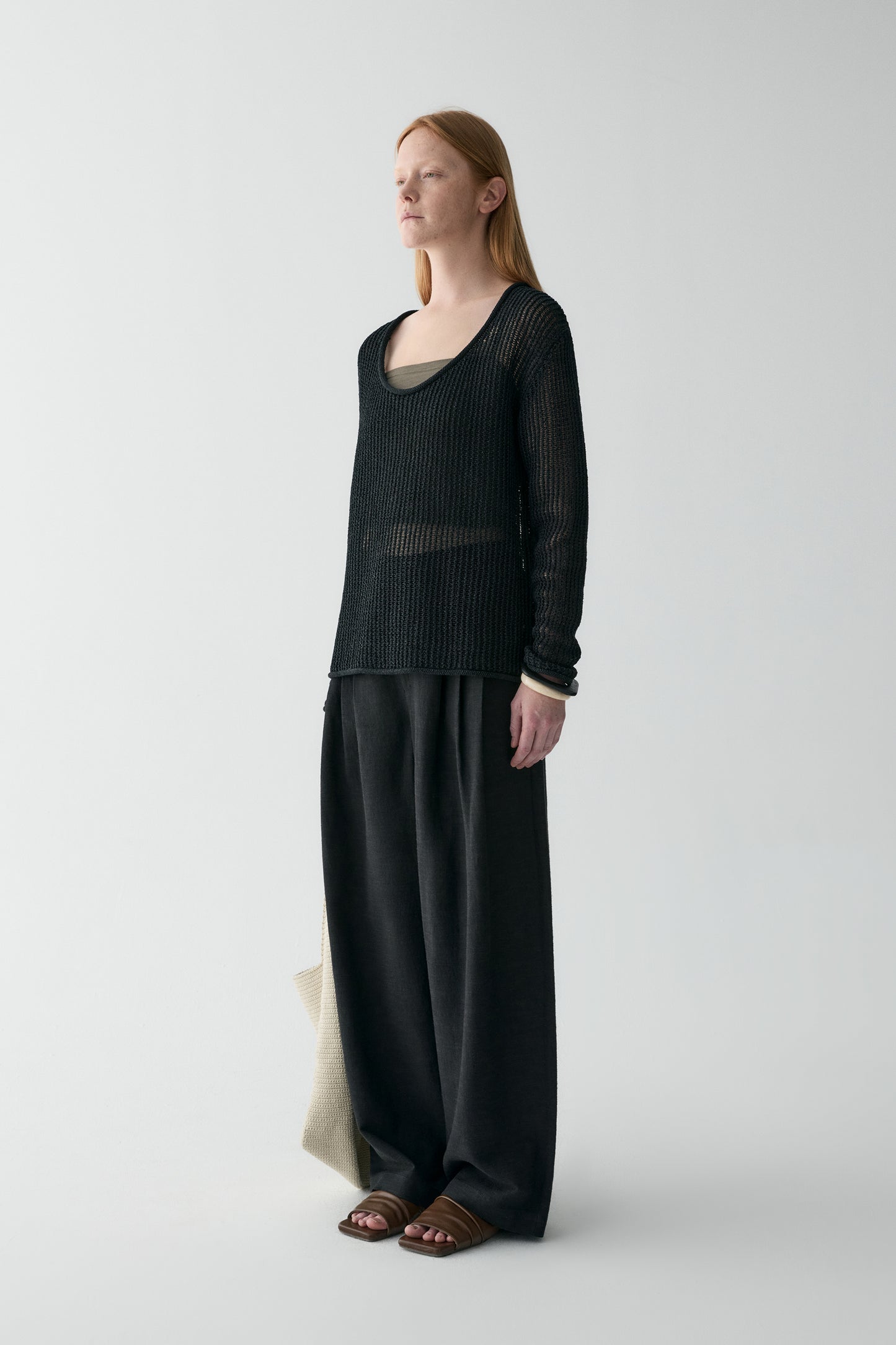 Pleated Straight-leg Pants