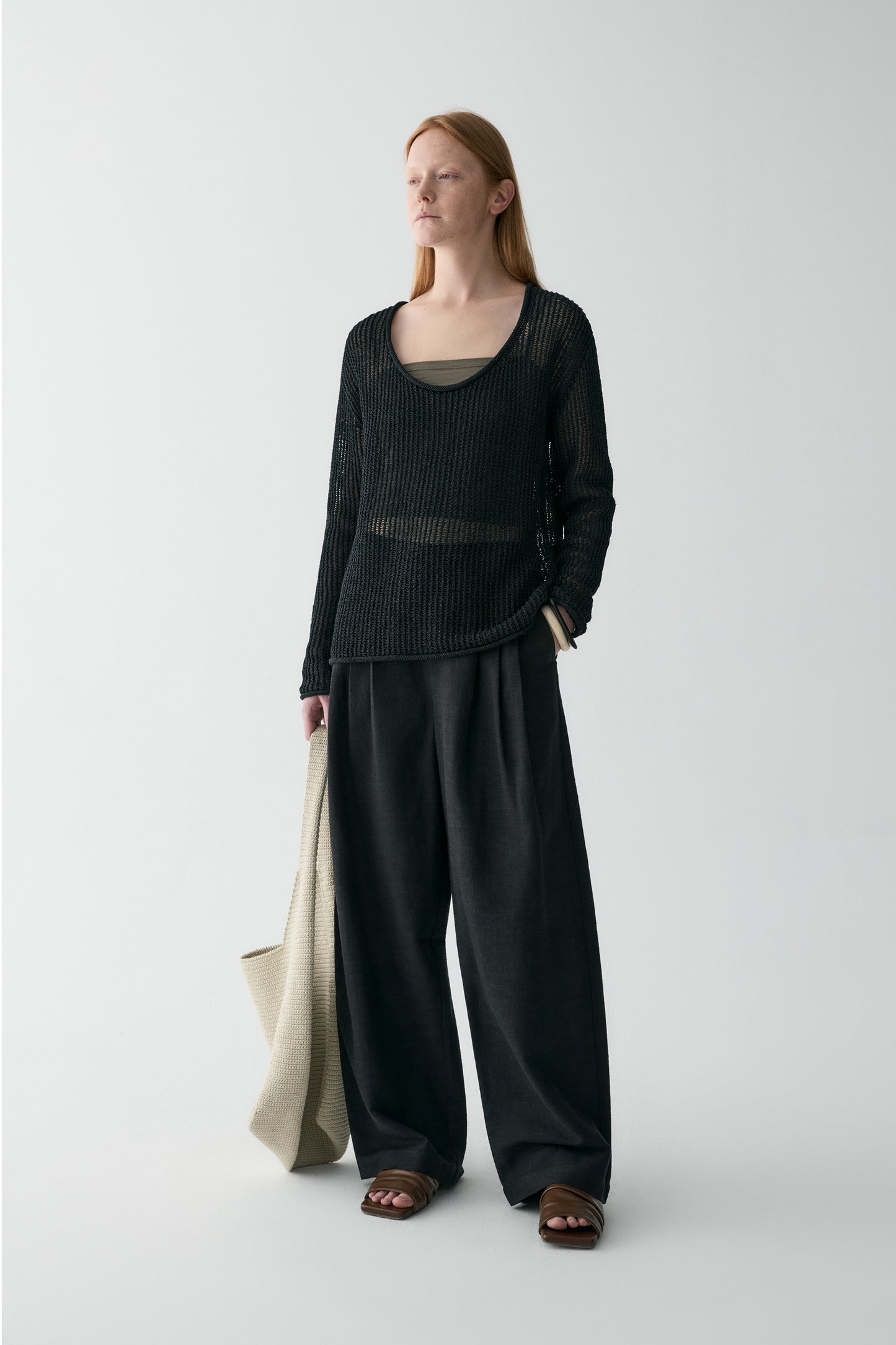 Pleated Straight-leg Pants