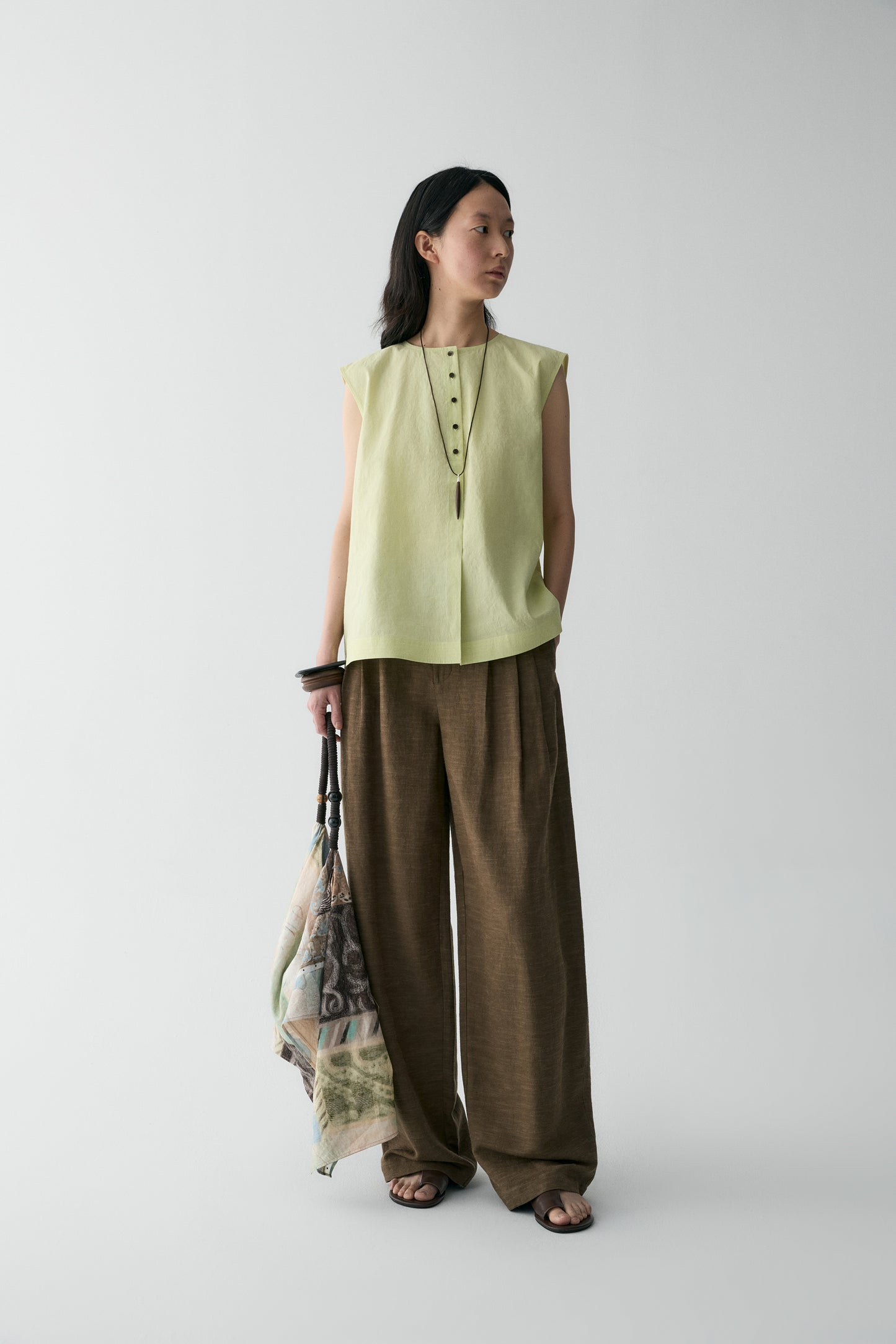 Pleated Straight-leg Pants