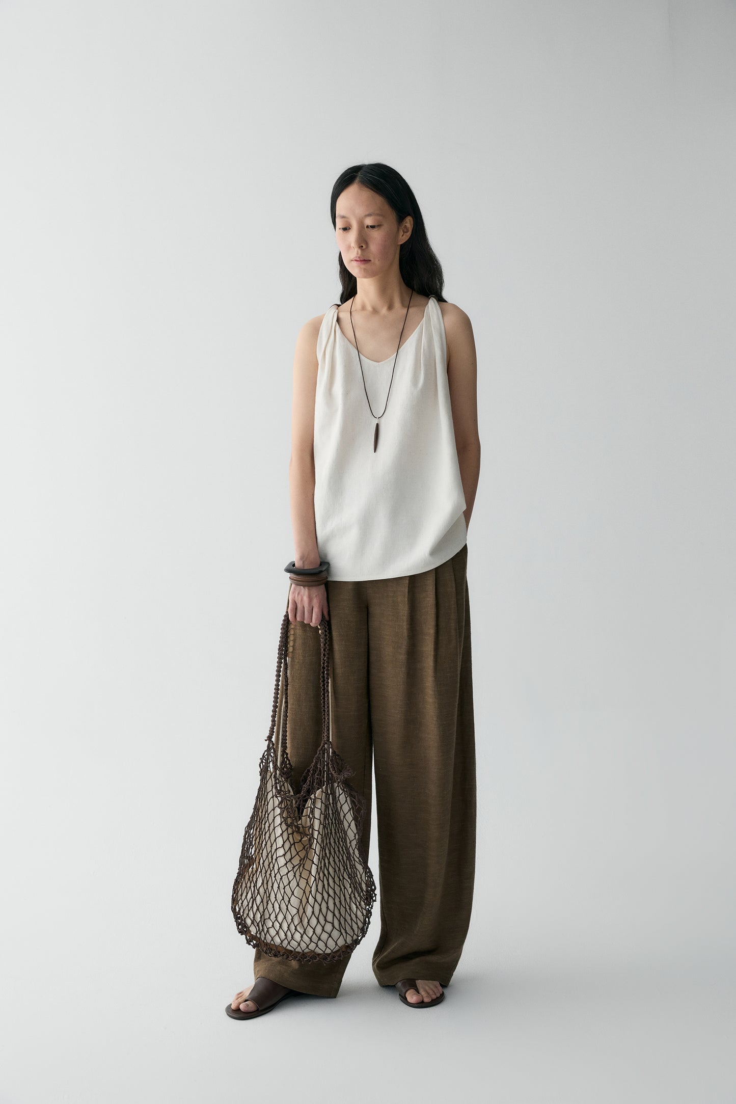Pleated Straight-leg Pants
