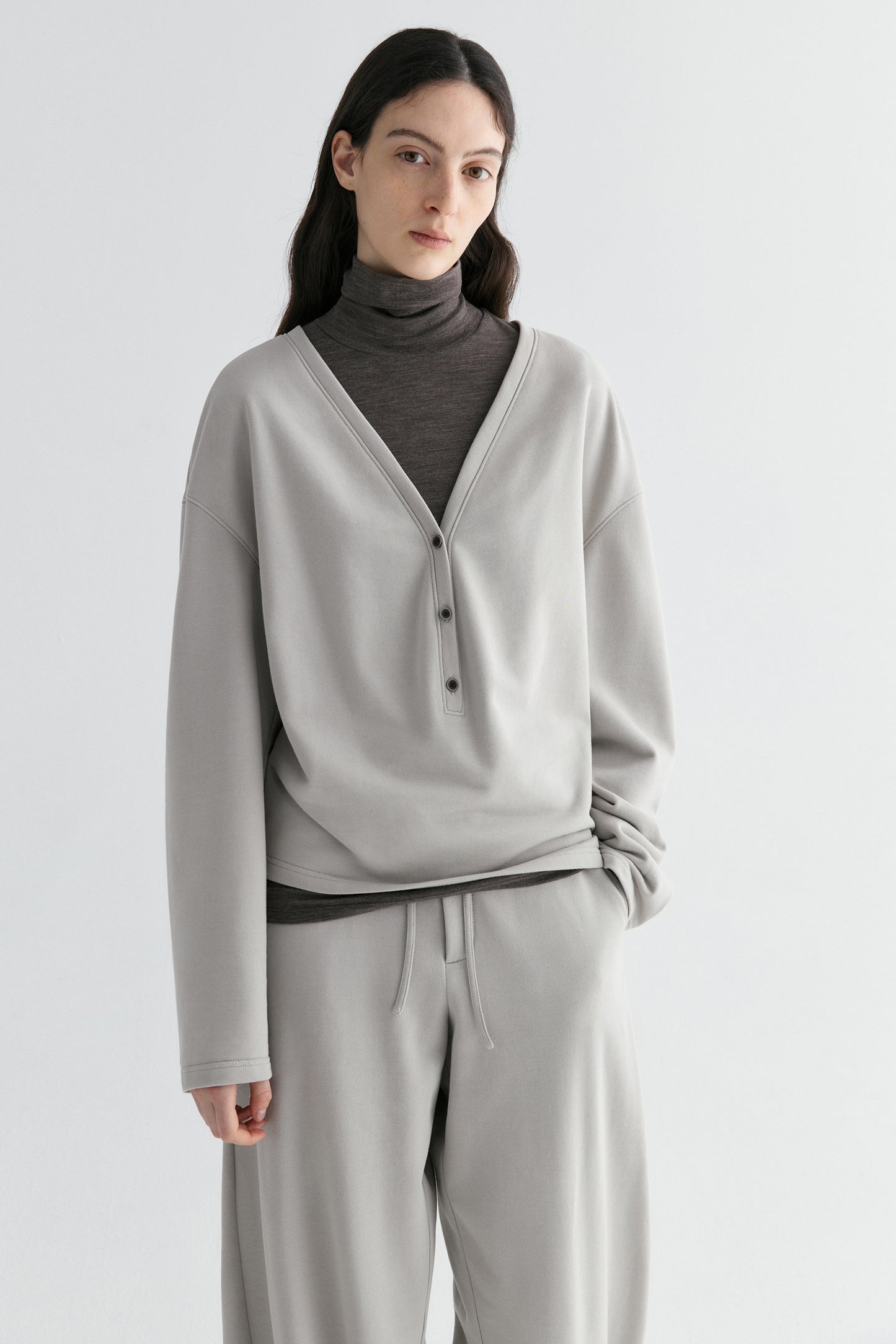 Half-placket Cocoon Sweatshirt