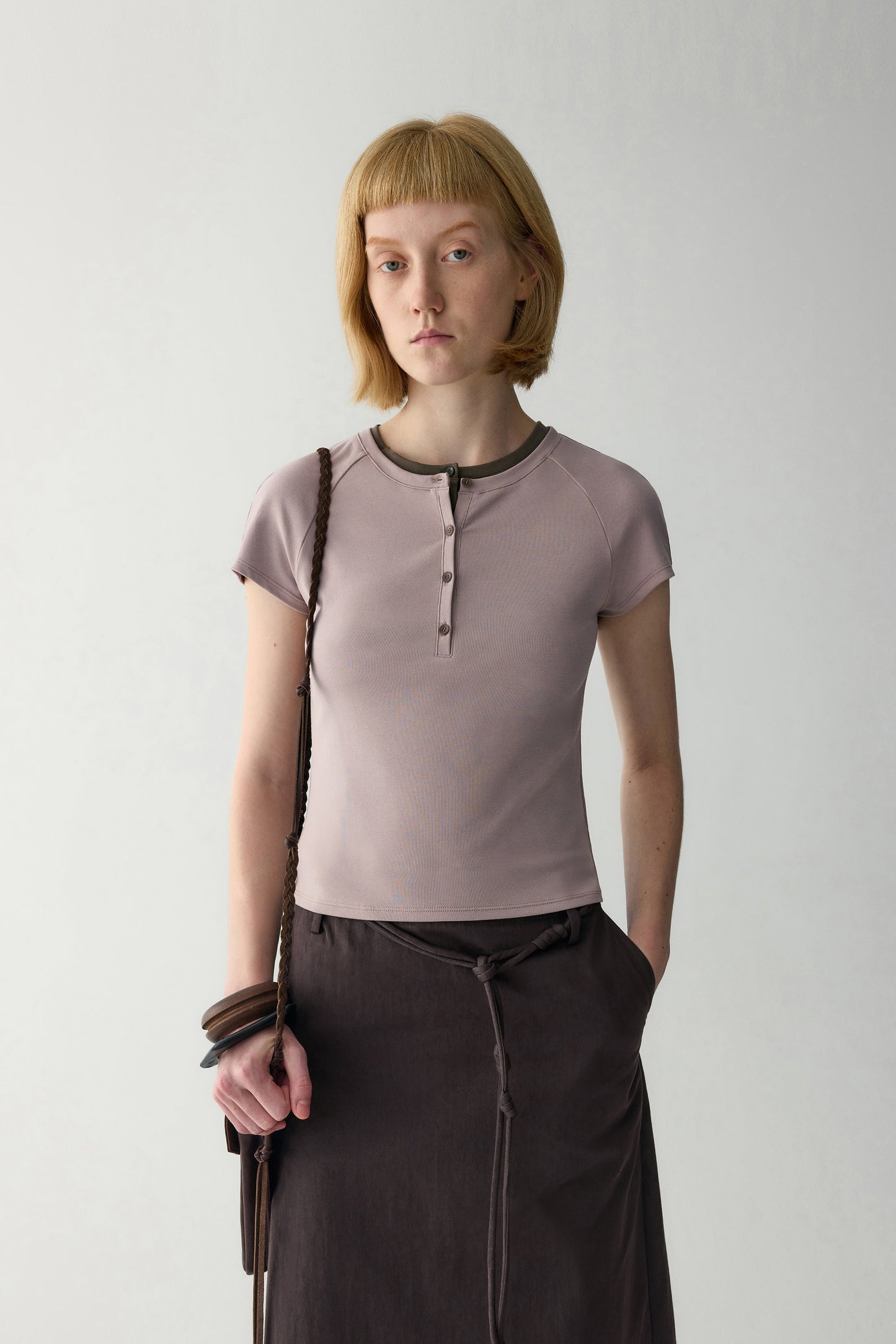T-shirt côtelé Henley