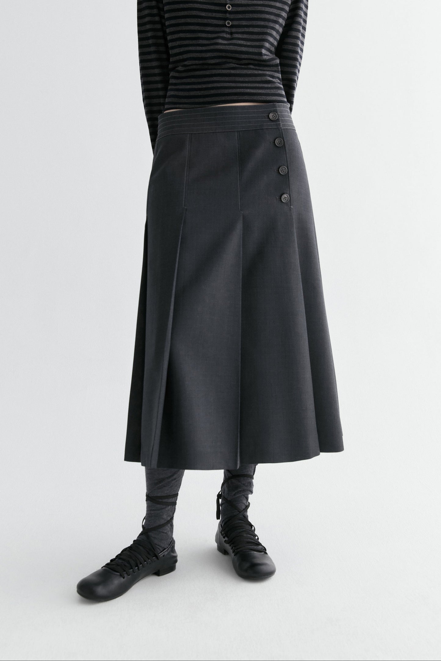 Merino Wool Pleated Skirt