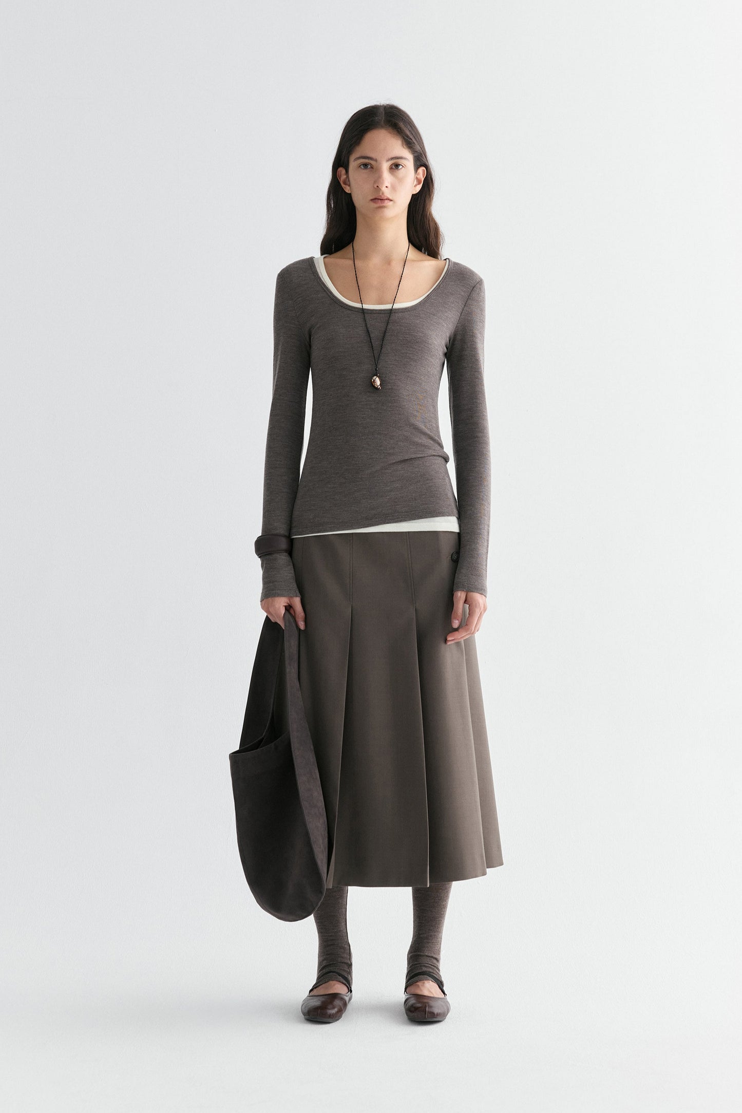Merino Wool Pleated Skirt