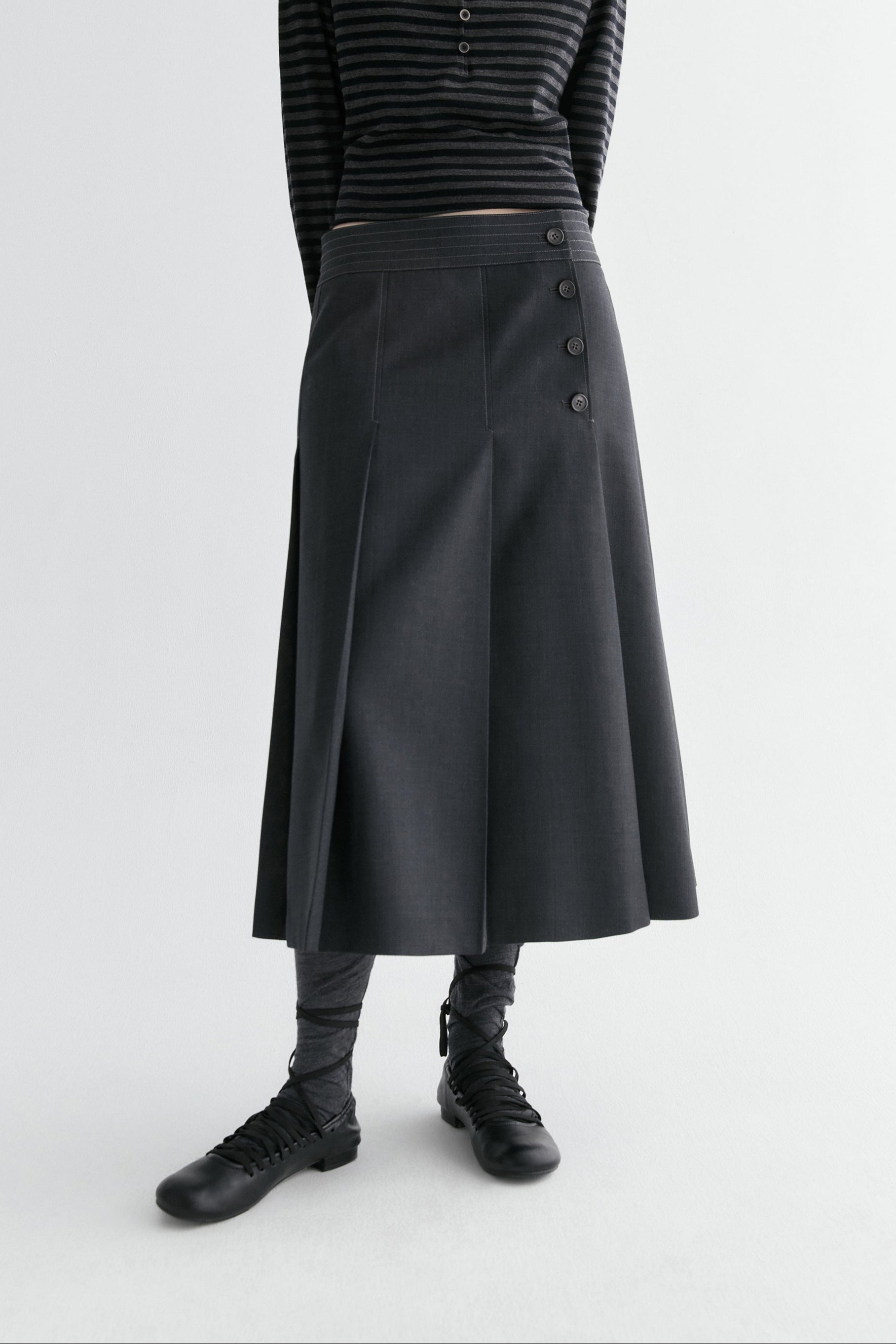 Merino Wool Pleated Skirt
