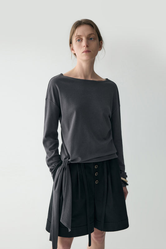 Long-sleeved Waist-knot Top