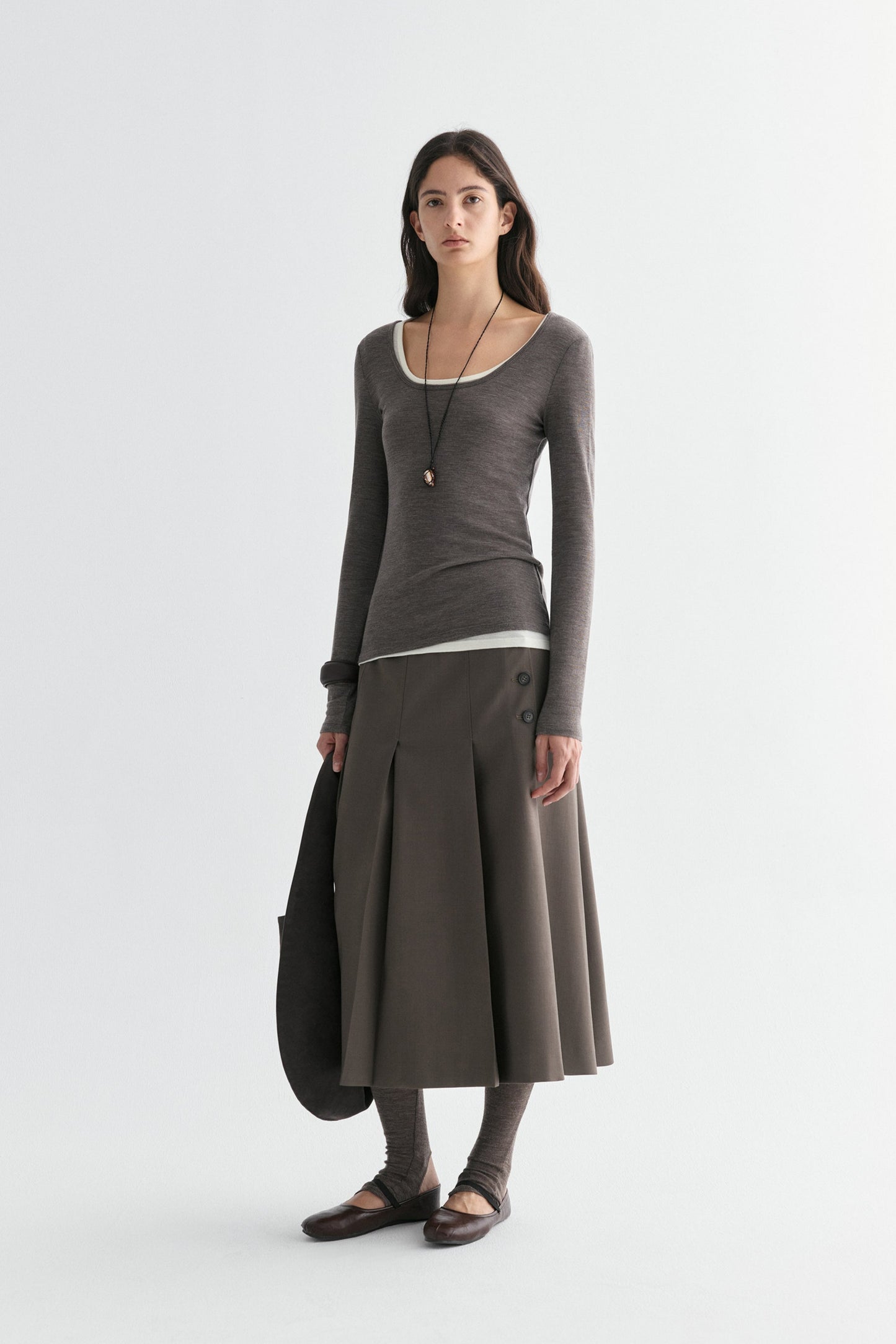 Merino Wool Pleated Skirt